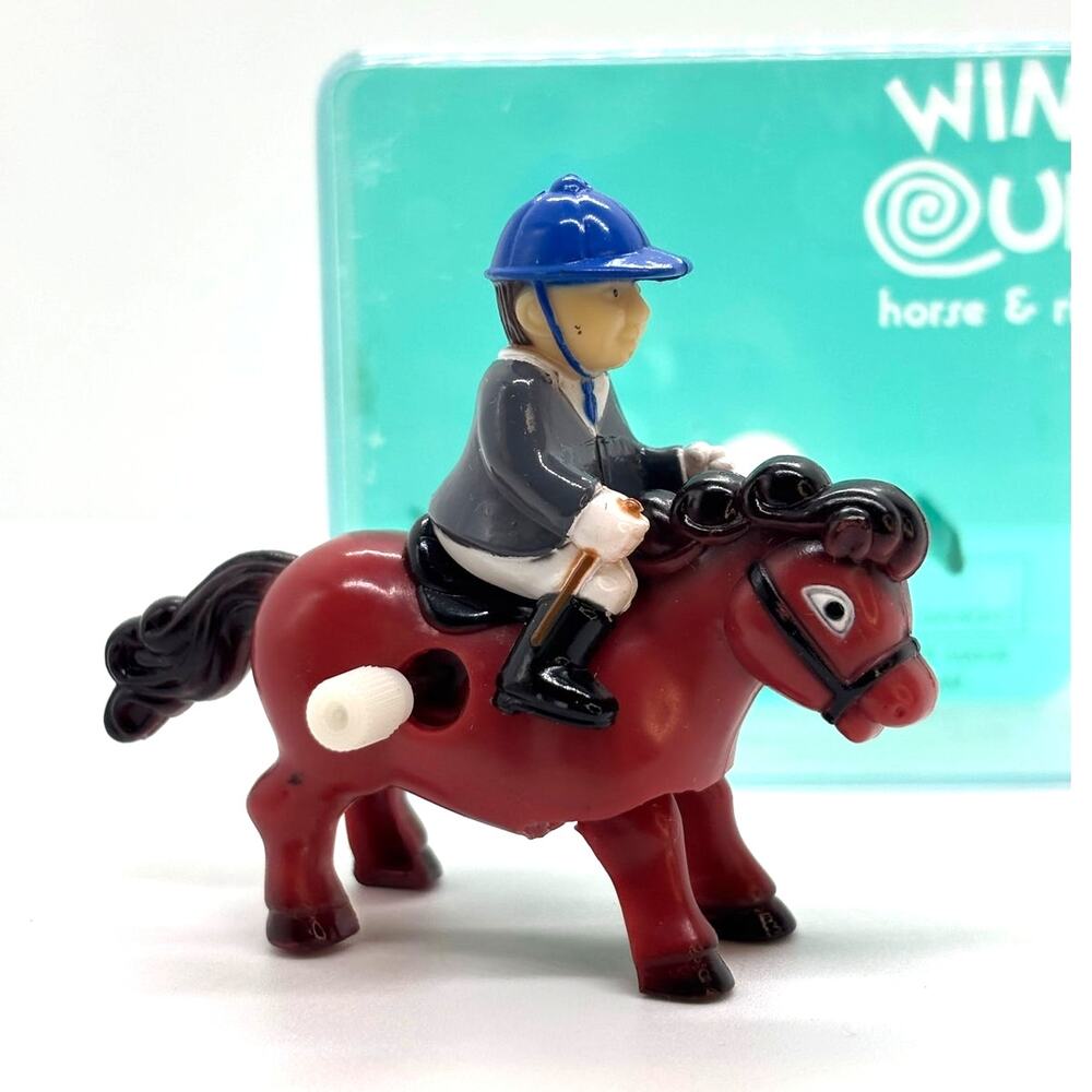 VTG Wind-Up Brown Horse & Rider, Original Box by Rich Frog - Working Condition